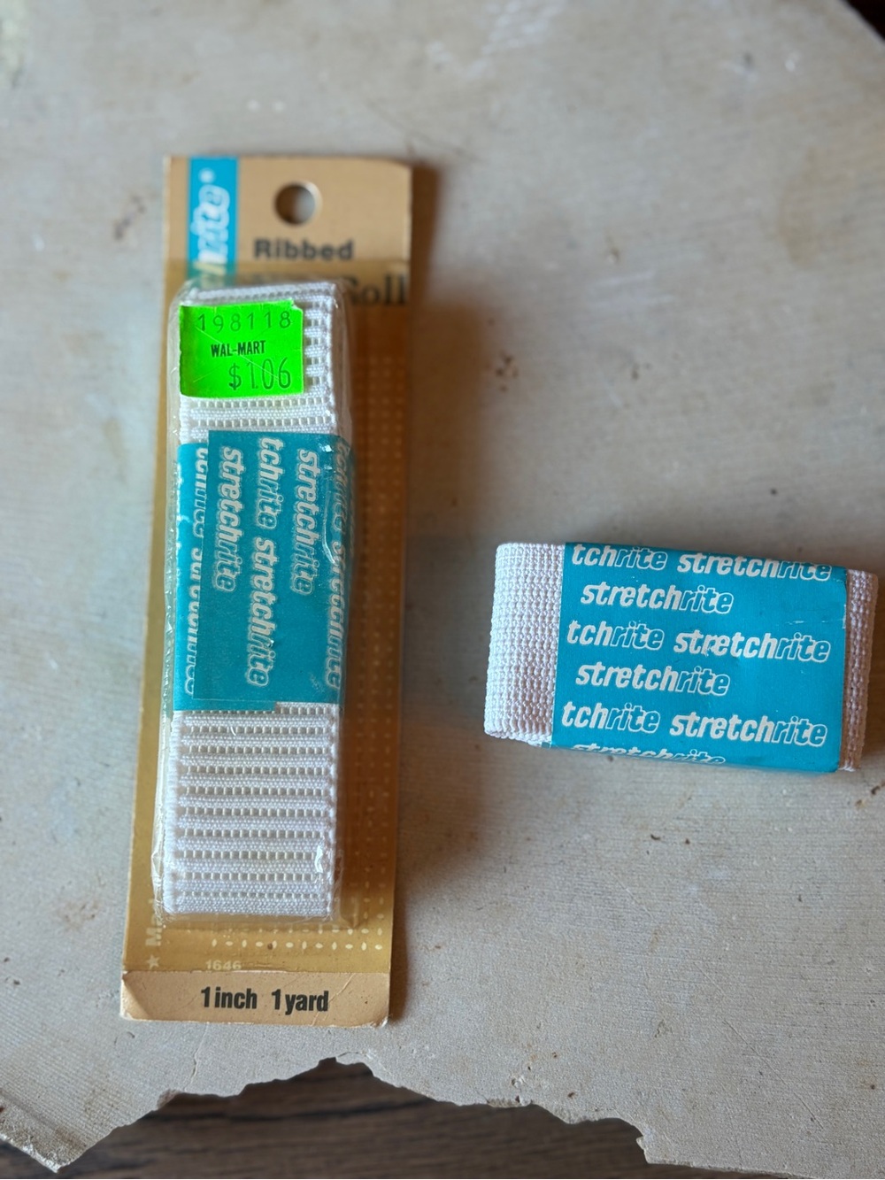 Vintage Stretchrite Ribbed Elastic Roll 1 Inch x 1 Yard White Sewing Craft  NOS